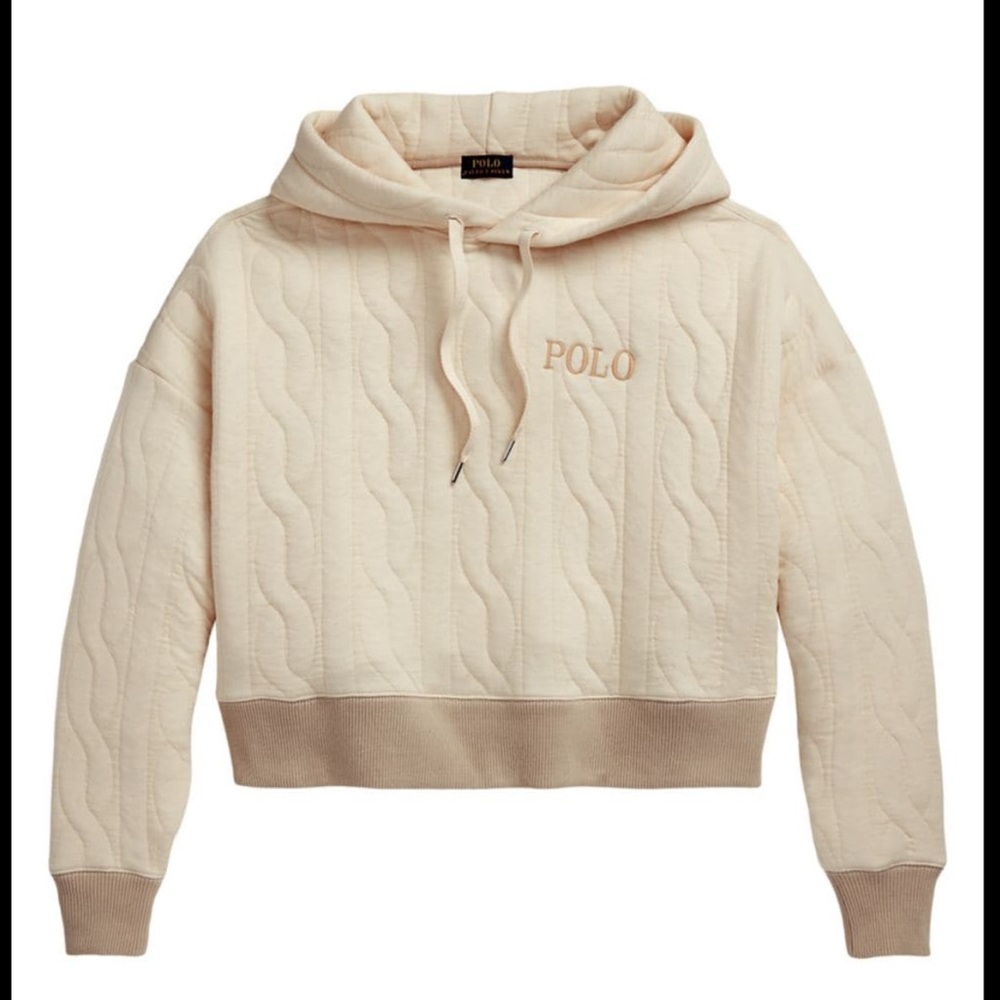 NEW Polo Ralph Lauren Cable Knit Logo Quilted Hoodie